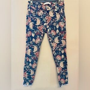 Vintage America Bohemian Vibes Floral Blue Jeans Size 4
